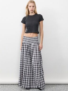 Apres Studio Liquorice Plaid Ruched Skirt